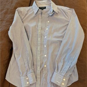 Banana Republic Navy and White Striped Dress Shirt
